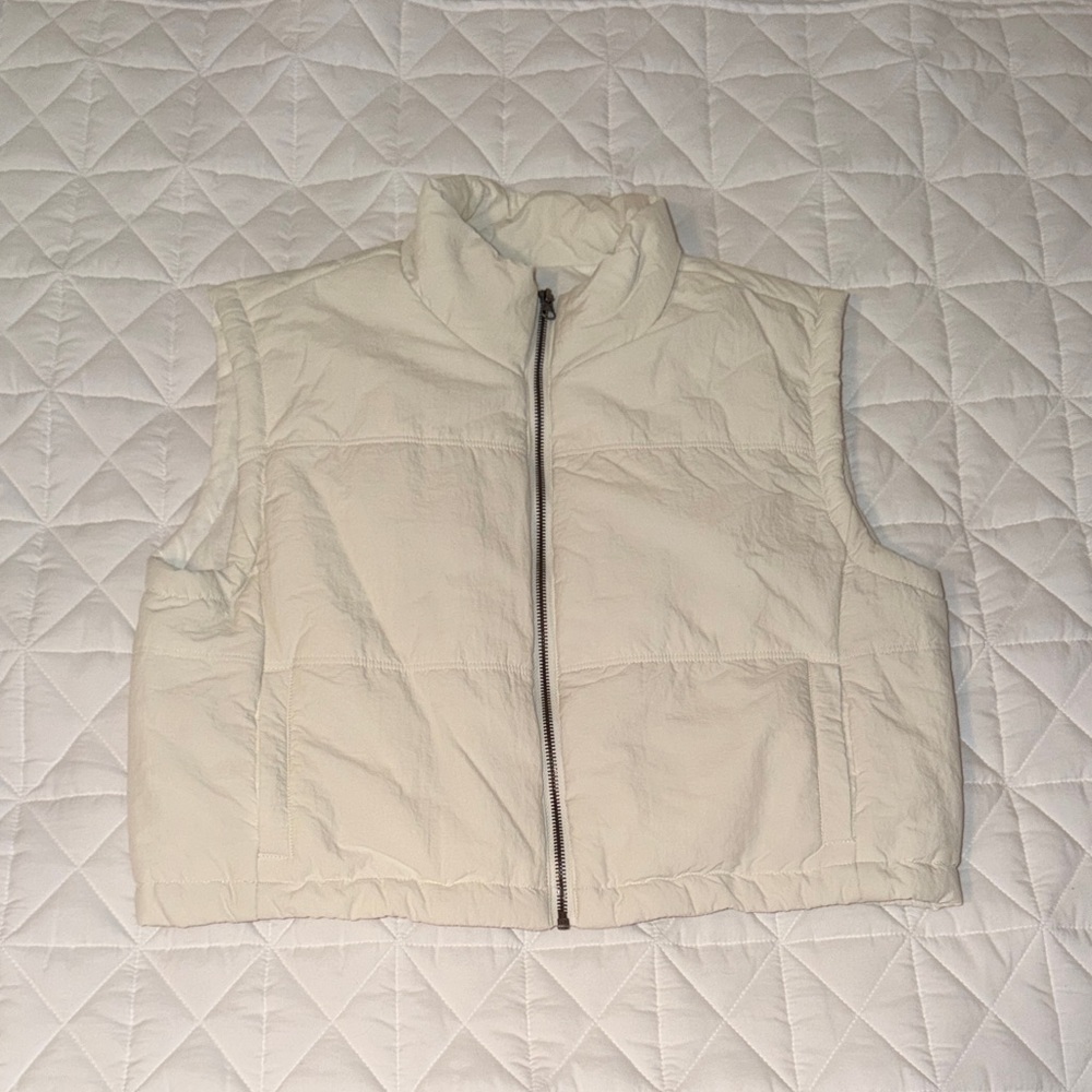 Cream Sleeveless Puffer Vest